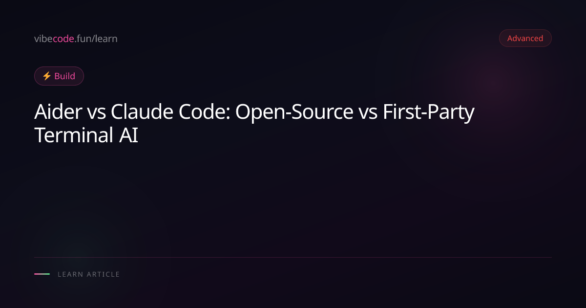 Aider vs Claude Code: Open-Source vs First-Party Terminal AI