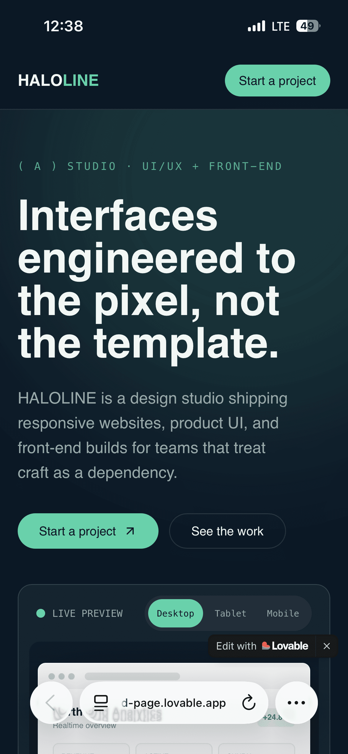HALOLINE — UI/UX & Front-end Design Studio preview