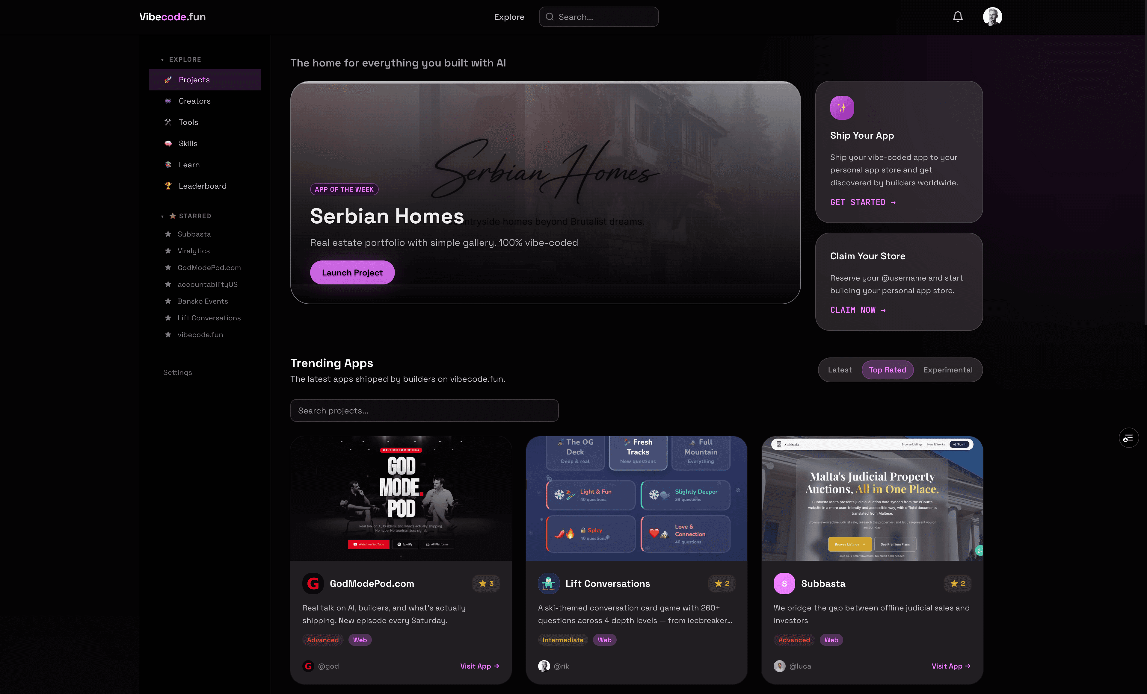 Vibecode.fun — The home for everything you built with AI
